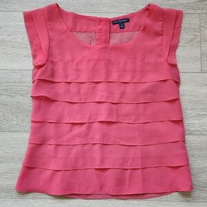 American Eagle Outfitters Pink Top Size Small Layered Summer Short Sleeve